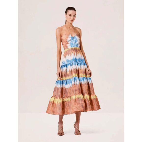 ALEXIS Roberta Tie Dye Stripe Sundress in Desert Indigo Size Small $895 - Picture 1 of 8